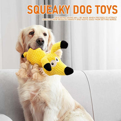 Squeaky Dog Chew Toy with Crinkle Paper - Durable Stuffed and Rope Toys for Teeth Cleaning, Ideal for Small to Medium Dogs