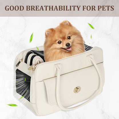 Stylish Soft-Sided Pet Carrier Handbag for Small Dogs and Cats, TSA Airline Approved