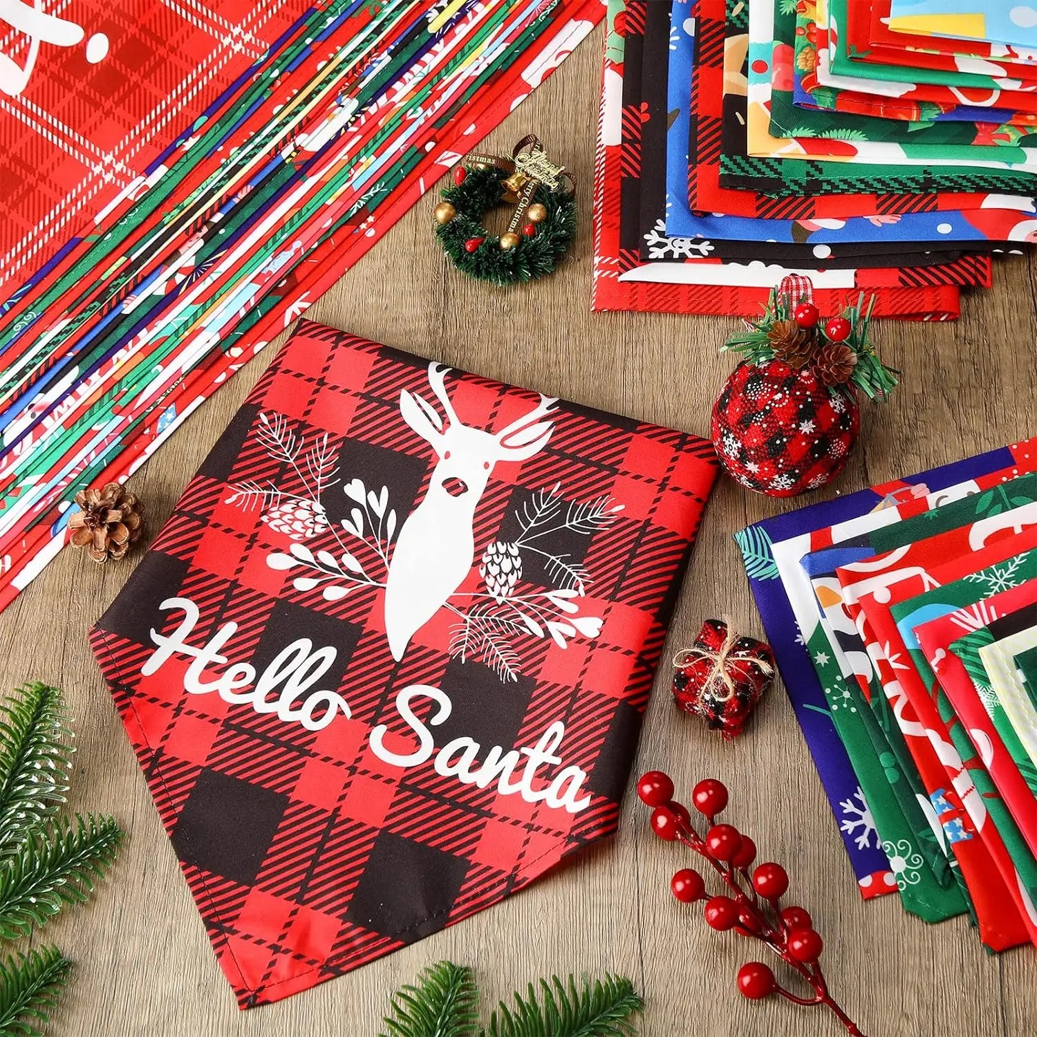 30-Piece Christmas Dog Bandana Set - Holiday Pet Costumes and Accessories for Dogs and Cats