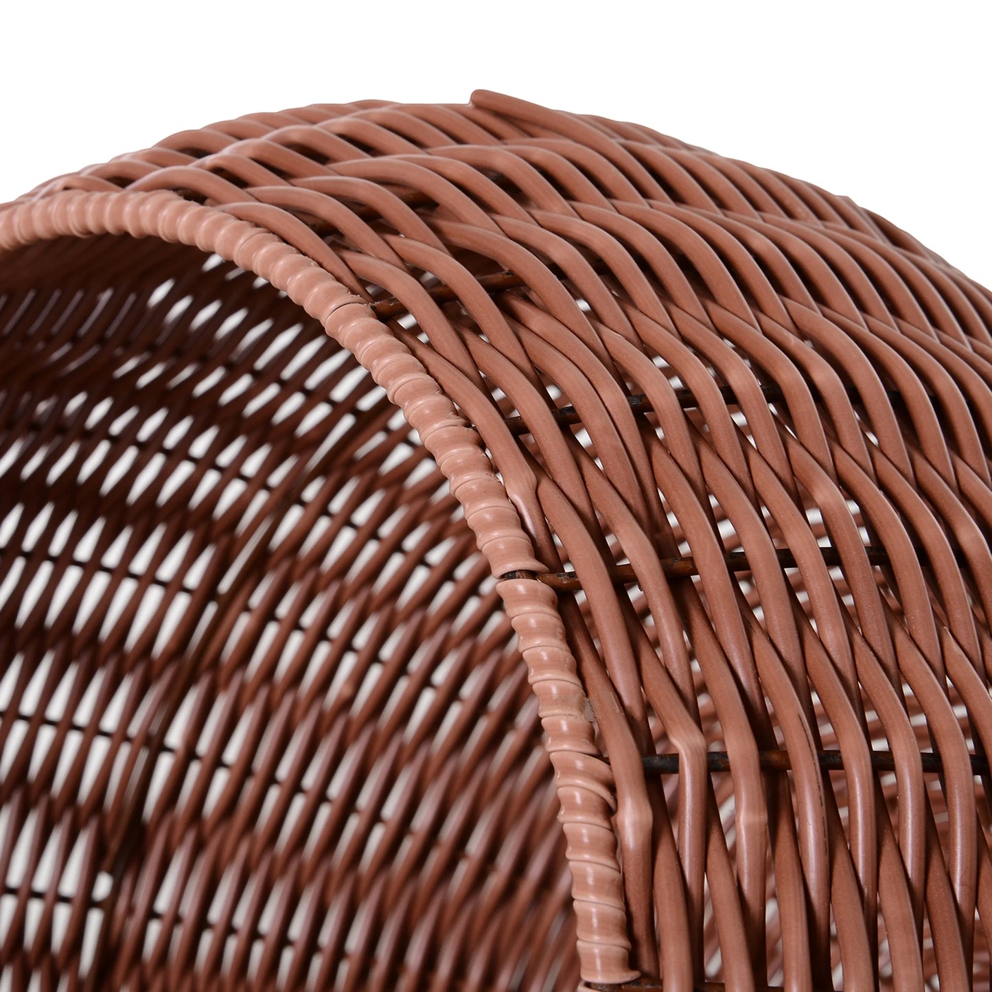 27-Inch Rattan Wicker Elevated Pet Bed with Hooded Cushion for Cats