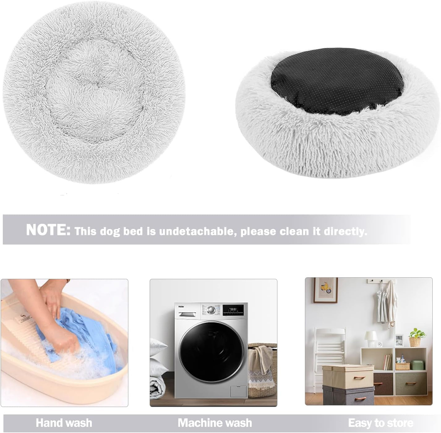 Plush Donut Pet Bed Mat for Small Dogs and Cats, 19.7'', Calming Cuddler with Waterproof Base, Machine Washable, Non-Slip, Supports Up to 22 lbs