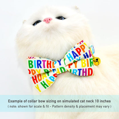 Happy Birthday Cat Breakaway Collar Bow Tie with Bell, Wedding/Birthday Cat Accessories