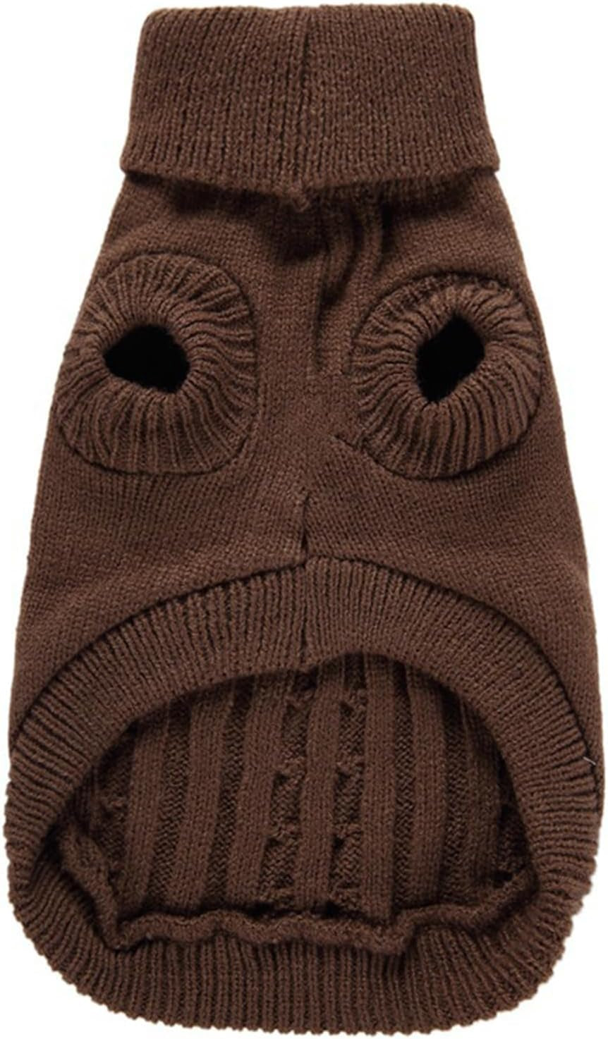 Knitted Winter Sweater for Small Dogs and Cats - X-Small, Brown