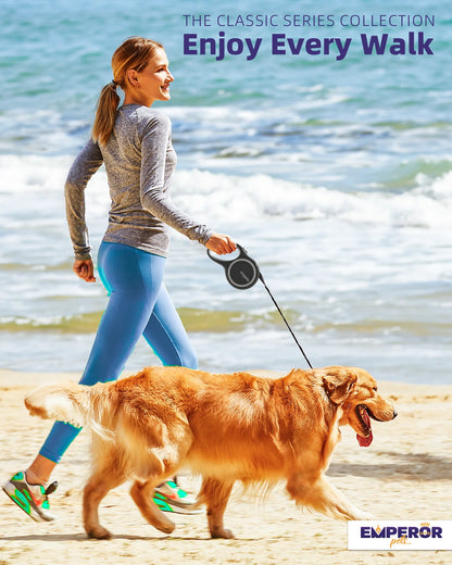 16 Ft Heavy-Duty Retractable Dog Leash for Large Dogs - Durable & Stylish Gray Design - Supports Up to 110 lbs