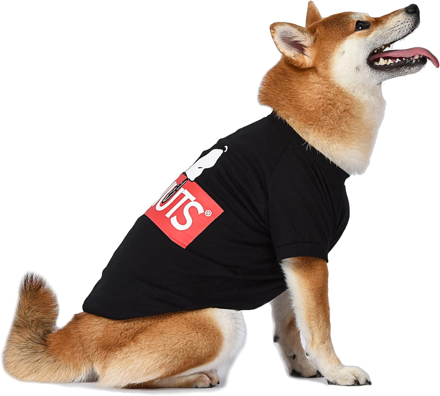 X-Small Black Lightweight Semi-Stretch Dog T-Shirt for Very Small Dogs by Peanuts (FF13344)