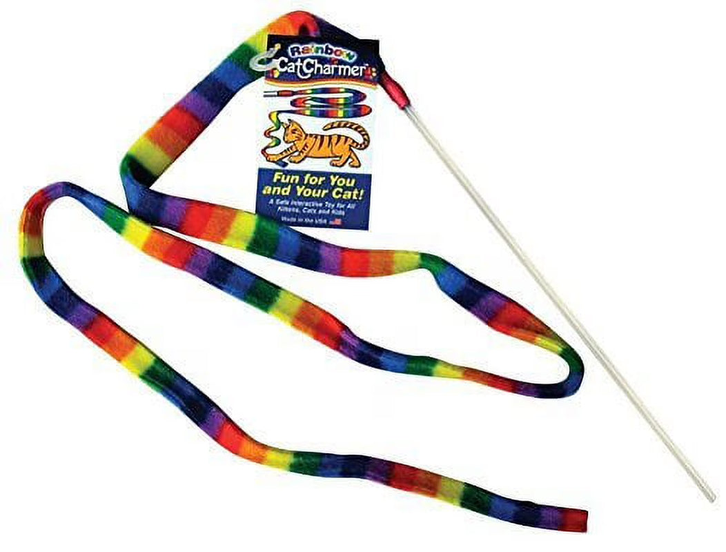 Interactive Cat Toy Wand - Rainbow Design