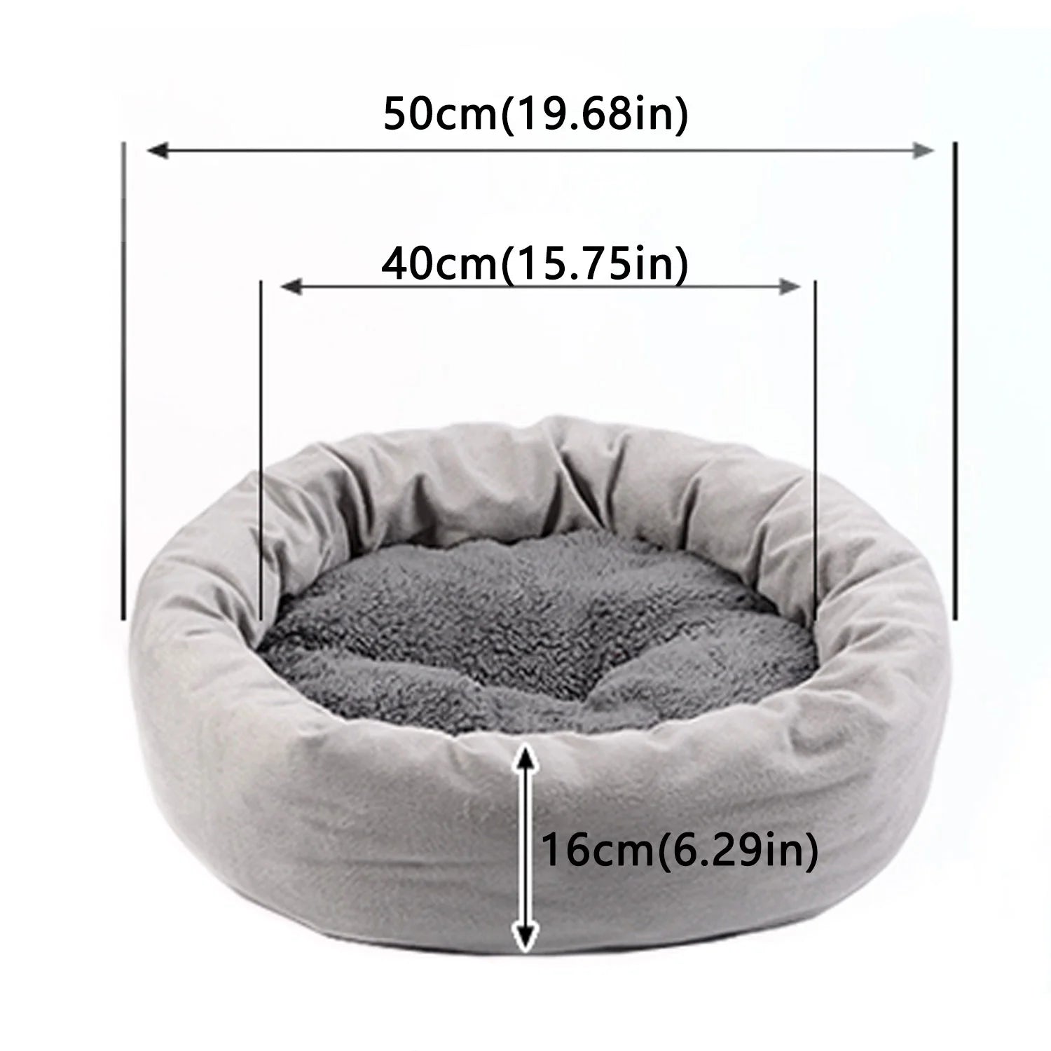 Calming Round Pet Bed with Pillow for Small Dogs and Indoor Cats
