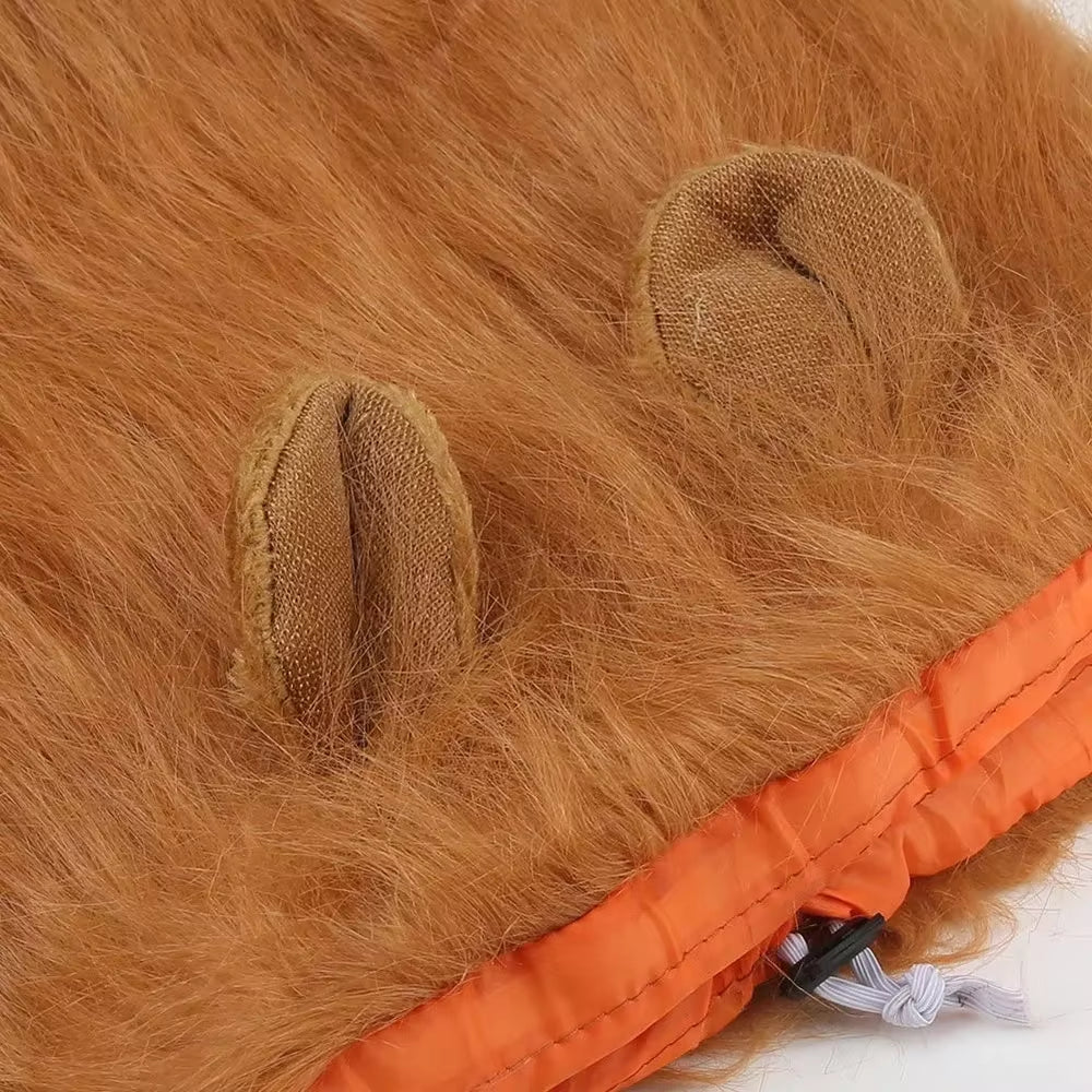 Realistic Lion Mane Cosplay Costume for Medium to Large Dogs - Pet Accessories with Ear Design
