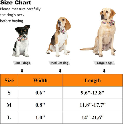 Floral Cotton Dog Collar for Female Dogs - Adjustable Quick Release Buckle, Stylish Fall Design for Small, Medium, and Large Breeds